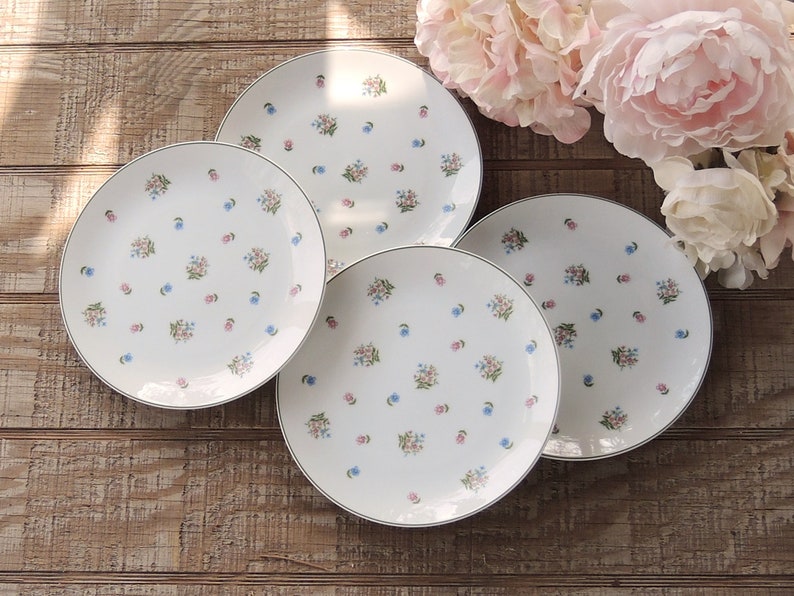 ON SALE Sadek Petite Fleur Salad Plates Set of 4 Cake Plates Tea Party China Floral Plates Bridesmaid Luncheon #6724