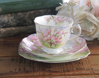 Vintage Royal Albert English Bone China Blossom Time Tea Cup Trio, Princess Tea Party, English Cottage, Mother's Day Inspired