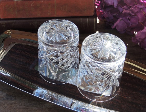 Vintage Whiskey Glasses Set of 2 Fan and Bevel Cut Pattern