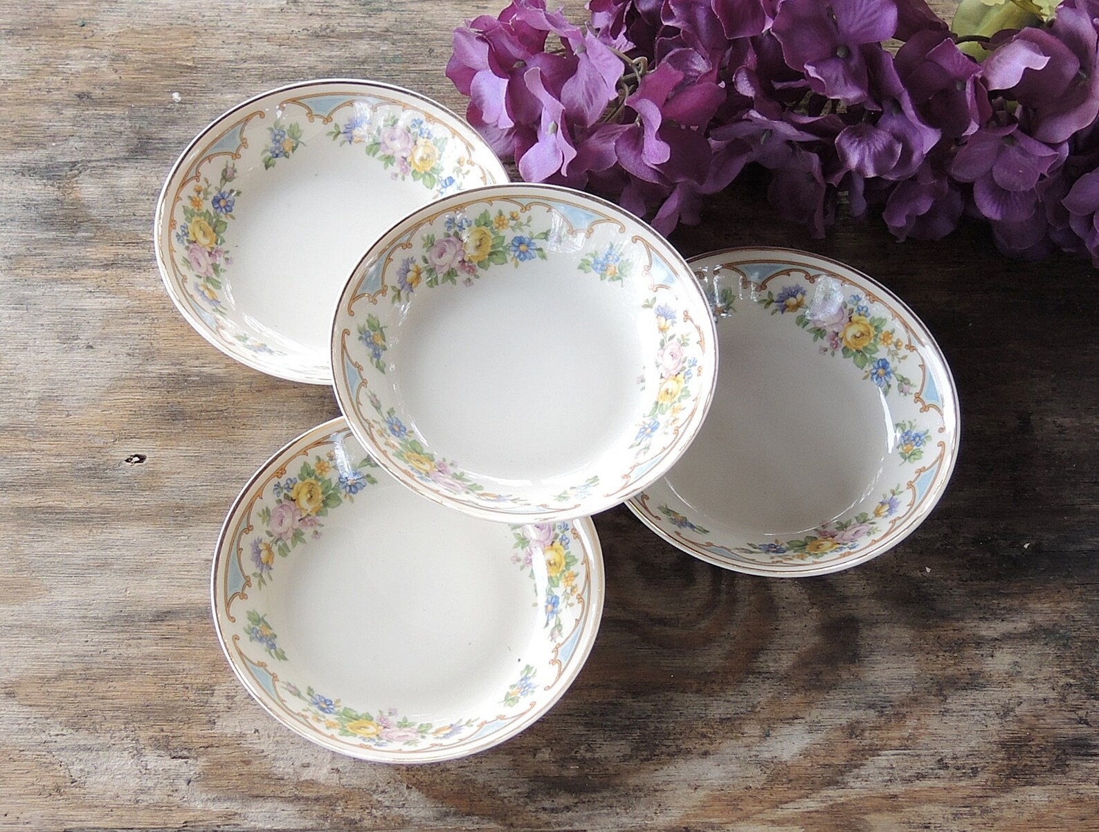 Syracuse Ensley Blue Dessert Bowls Set of 4 Old Ivory Wedding Etsy