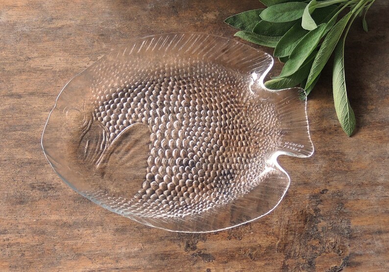 Clear Glass Fish Dinner Plate Arcoroc France Poisson Clear Tempered Glass Small Platter image 3