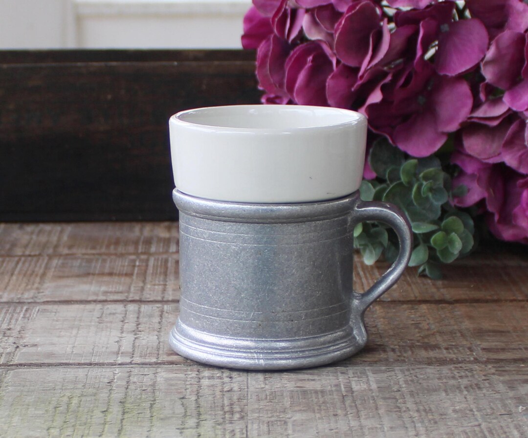 Vintage Pewter and Ceramic Mug Insert Set Plough Tavern Mug Made in USA ...