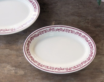 Buffalo Kenmore Red 9" Serving Platter Listing is for ONE Platter Only Red and White Floral Farmhouse China AS IS Ca. 1950's