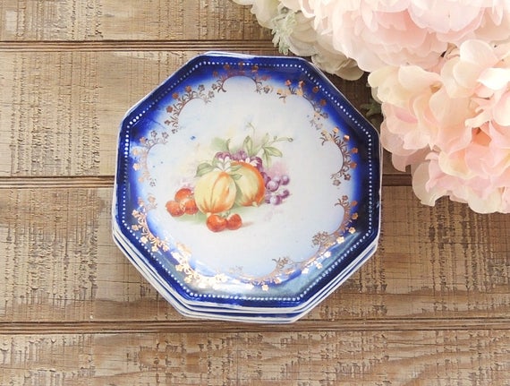 French Floral Octagonal Plate