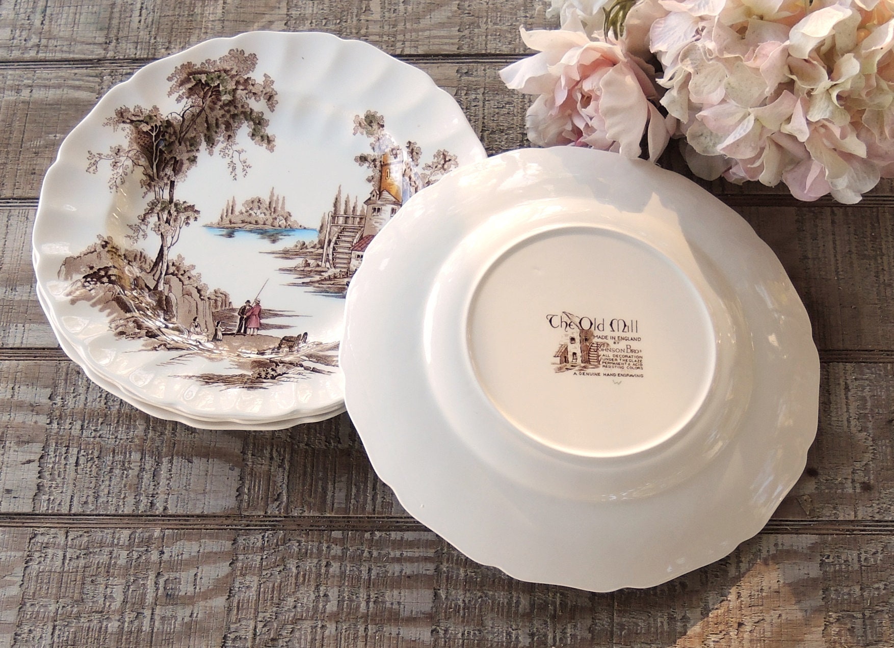 Johnson Brothers The Old Mill Dinner Plates Set of 4 Brown Etsy