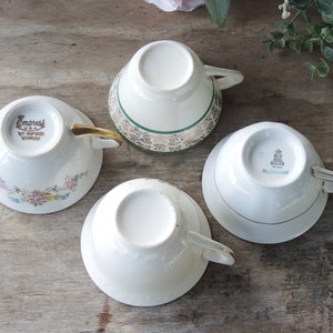Mismatched Cottage Style Teacups Set of 4 Mix and Match English Cottage Style, Soy Candle Cups, Bridesmaid Gifts image 8