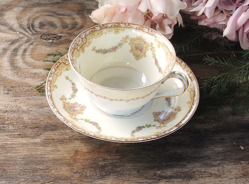 Noritake Occupied Japan Footed Tea Cup and Saucer Set Camilla Etsy