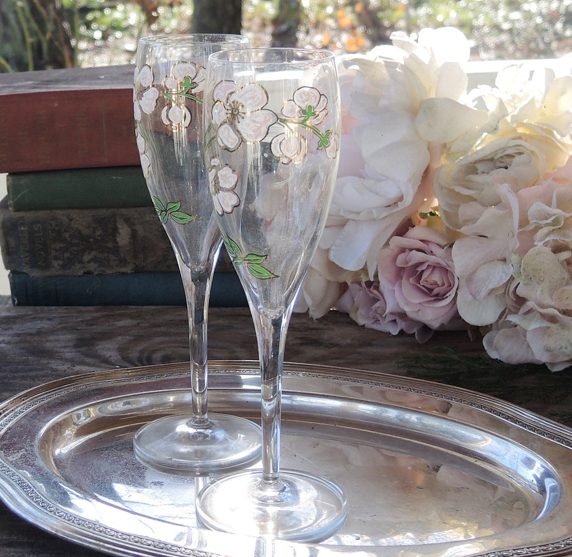 Flutes Set of 2 Champagne Perrier Jouet Belle Epoque Pair of Etsy