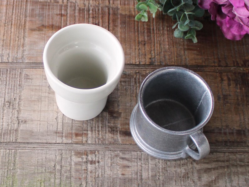 Vintage Pewter and Ceramic Mug Insert Set Plough Tavern Mug Made in USA ...