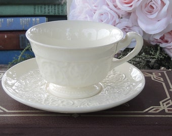 Wedgwood Patrician Teacup Set Creamware Teacup and Saucer Set Etruria Barleston Made in England