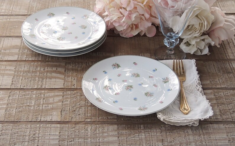 ON SALE Sadek Petite Fleur Salad Plates Set of 4 Cake Plates Tea Party China Floral Plates Bridesmaid Luncheon #6724