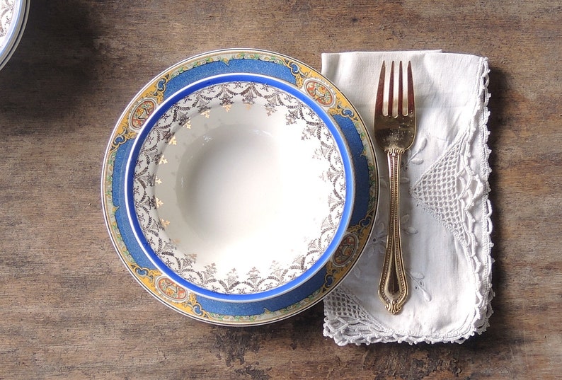 Edwin Knowles Blue and White Dessert Bowls Set of 4 Cottage Etsy