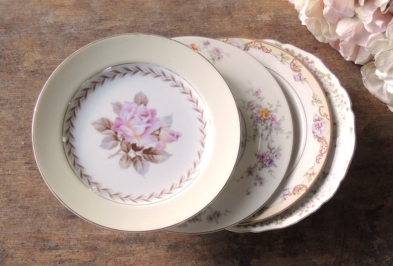 Vintage Mismatched China Salad Plates for Weddings Set of 4 Etsy