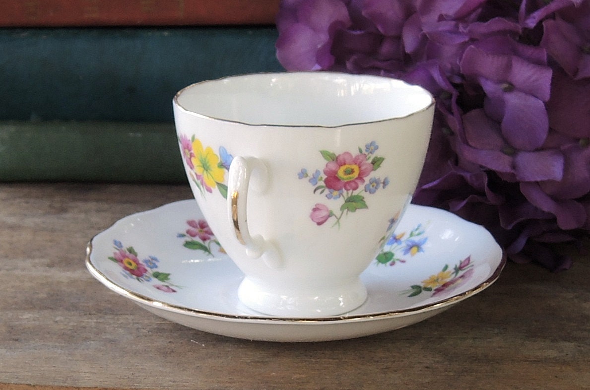 Royal Vale Tea Cup and Saucer Set Floral Chintz Style Fine Etsy