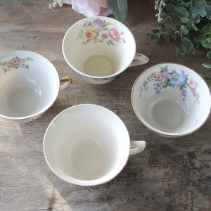 Mismatched Cottage Style Teacups Set of 4 Mix and Match English Cottage Style, Soy Candle Cups, Bridesmaid Gifts image 7