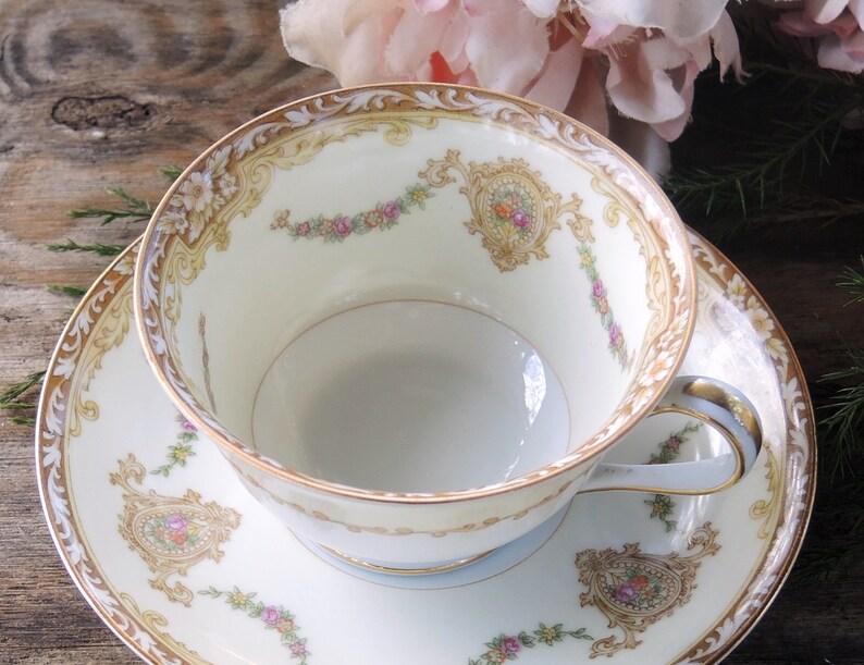 Noritake Occupied Japan Footed Tea Cup and Saucer Set Camilla Etsy