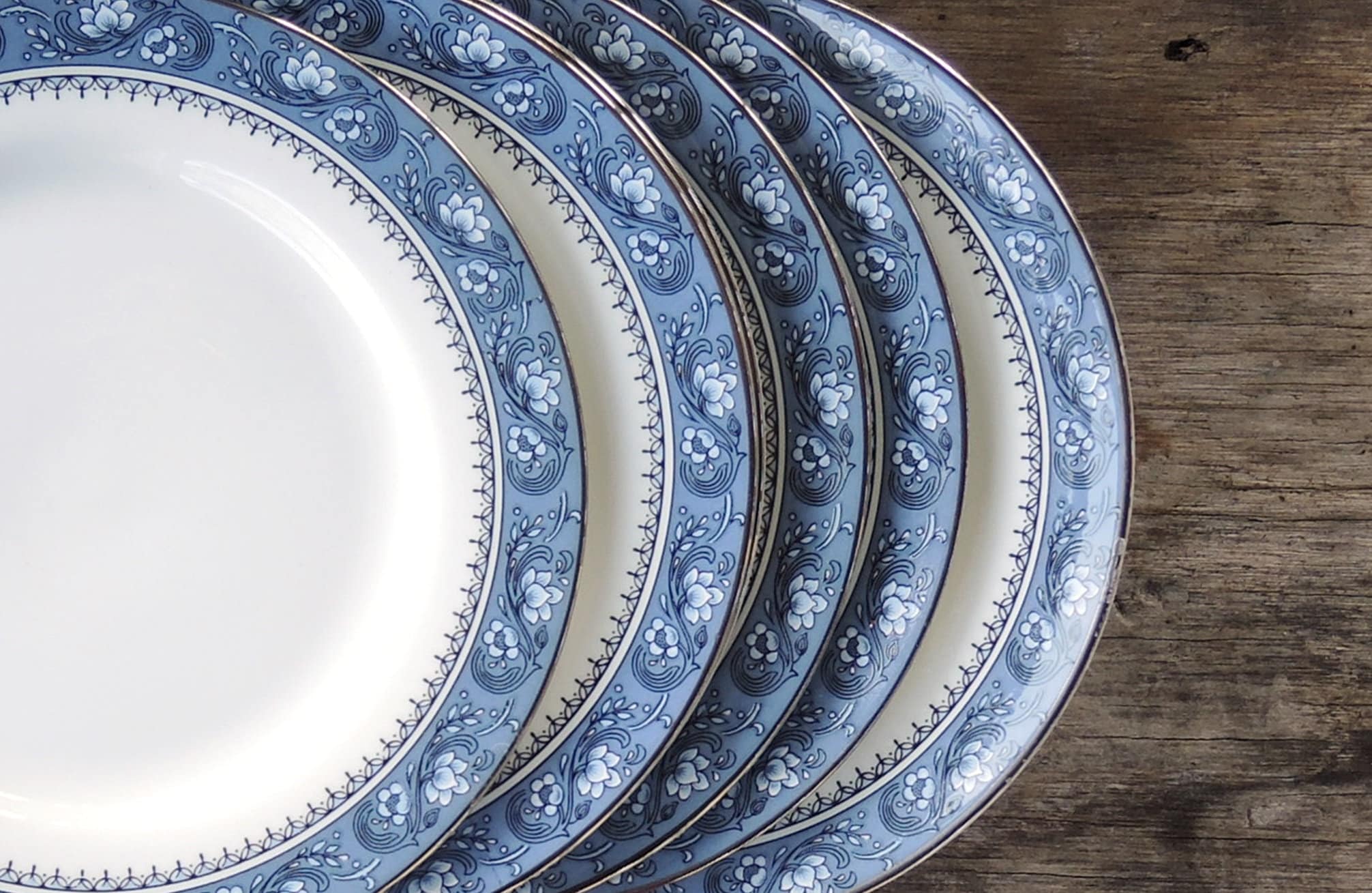 John Aynsley Blue Mist Bread Plates Set of English Bone China