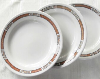 Vintage Restaurant Ware Jackson China Plates, Set of 3, Rustic, Cottage Style, Mid Century, Salad or Luncheon Plates