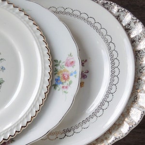 Mismatched Pink and Gold Floral Plates Set of 4 Bread Plates Dessert Plates for Wedding Tea Party Replacement China