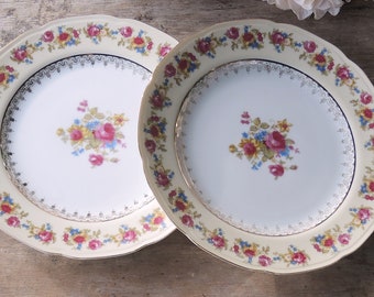 Vintage Gold Castle Hostess China Dinner Plates Set of 2 Mid Century Made in Japan