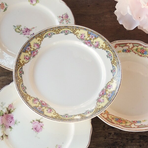 Mismatched Vintage Bread Plates Set of 4 Dessert Plates Bridesmaid Luncheon Tea Party Plates