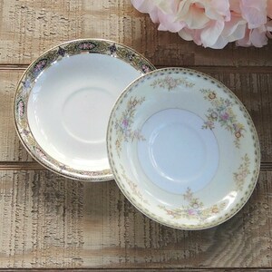 Vintage Smatched Saucers Conjunto de 4 para fiesta de té, platos de boda, platos de pastel almuerzo nupcial imagen 5