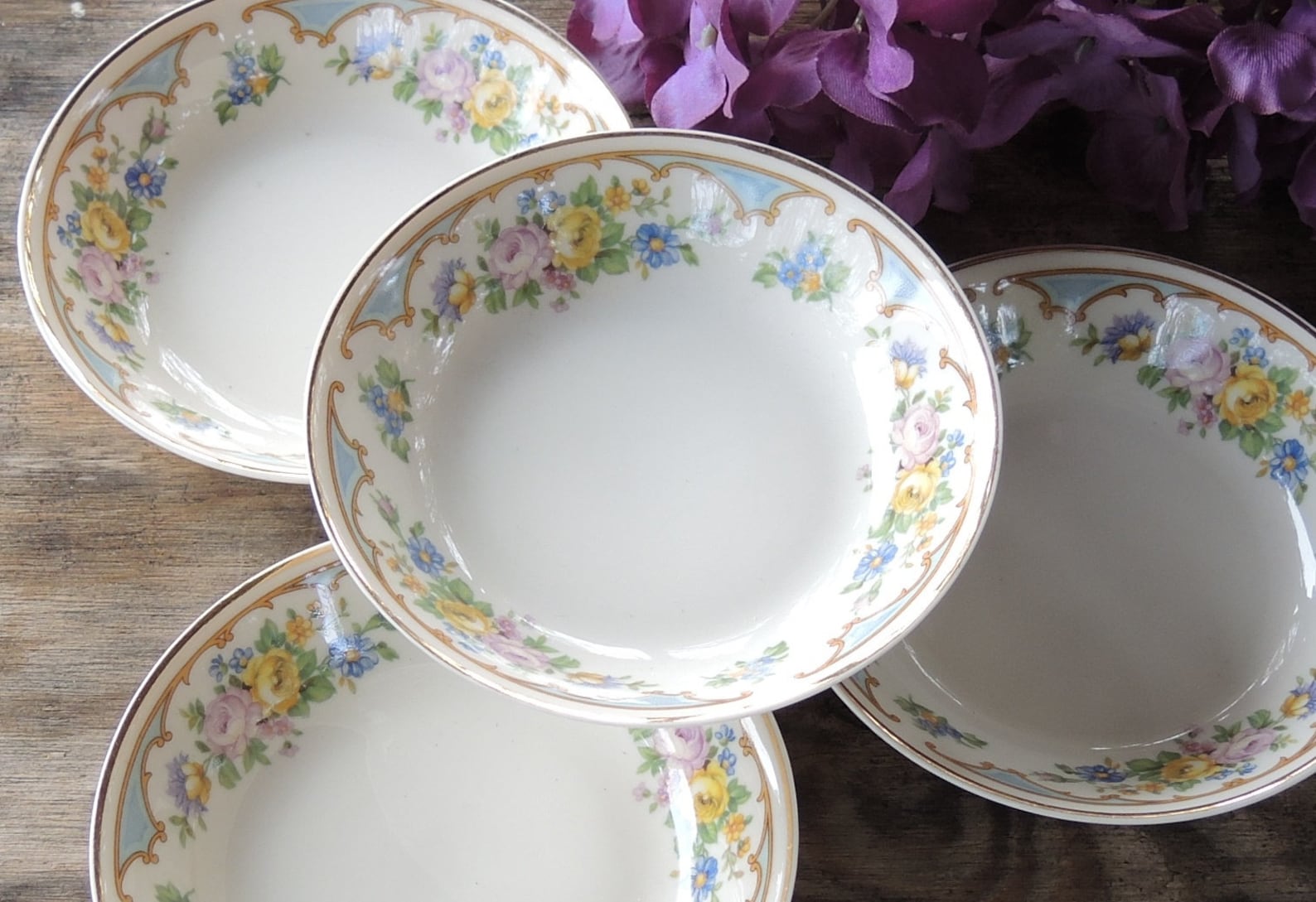 Syracuse Ensley Blue Dessert Bowls Set of 4 Old Ivory Wedding Etsy