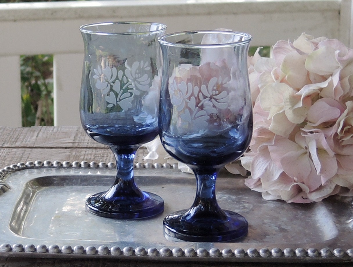 2 Pfaltzgraff Cloverhill Floral Iced Tea Goblets 16 Oz Pfaltzgraff Water  Glasses 