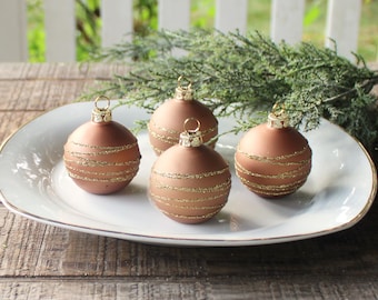Pier One Brown and Gold Glass Place Card Holders Set of 4 Small Ornaments Tree Trimming Christmas Tree Ornaments