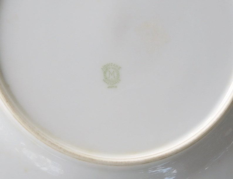 ON SALE Noritake Dinner Plates Set of 4 Vintage Dinner Plates Hand Painted Green M Wreath Morimura Brothers