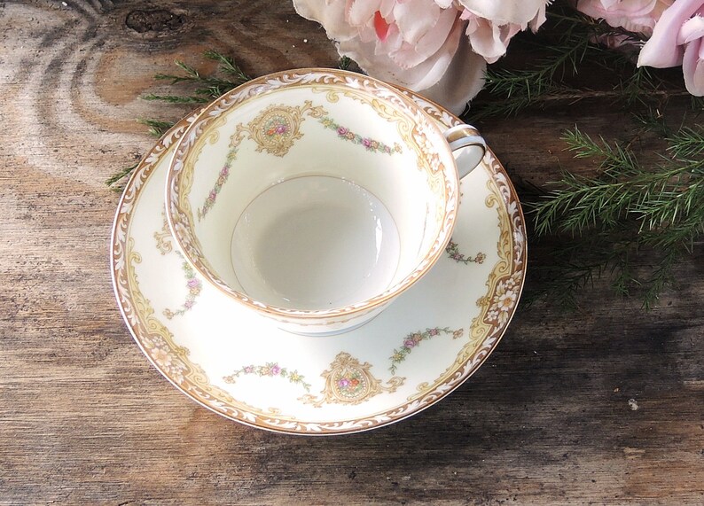 Noritake Occupied Japan Footed Tea Cup and Saucer Set Camilla Etsy