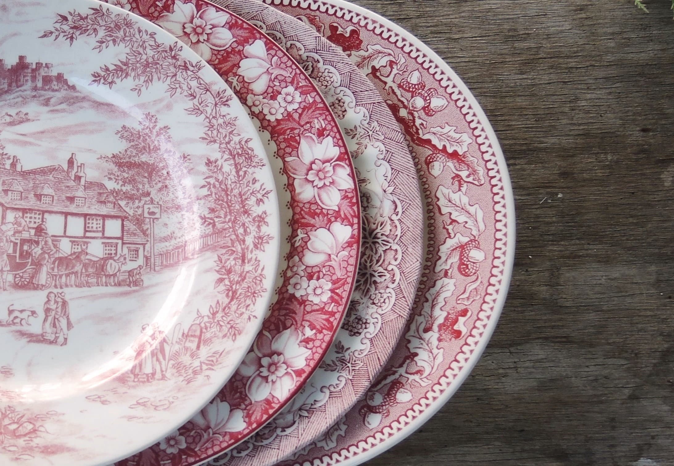 Pink top china plates