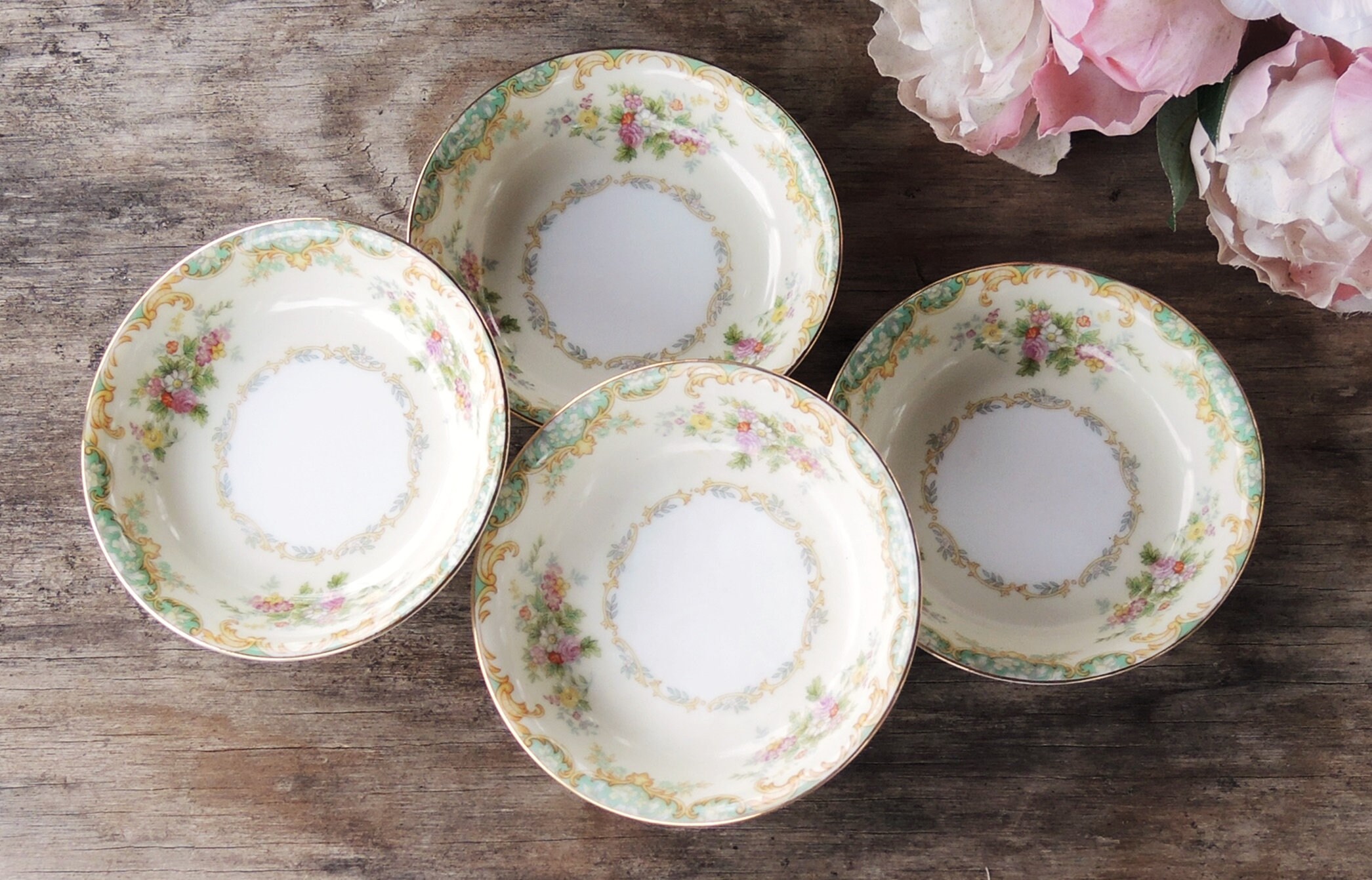 Vintage Noritake Jasmine Dessert Bowls Set of 4 Tea Party Etsy