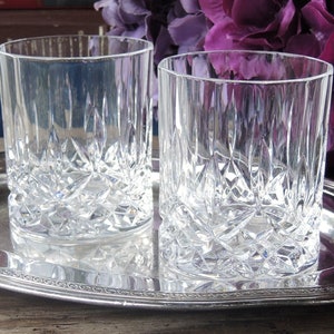 Royal Crystal Rock Opera Lead Crystal Whiskey Glasses Set of 2 Old Fashioned Rocks Glasses Bar Cart Barware