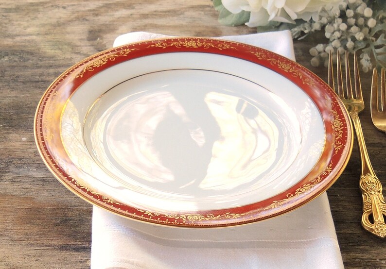 Noritake Goldhill Salad Plate Rusty Red and Gold Floral Pattern 6613 Wedding China Cake Plates Holiday Table Settings Ca 1965 1977 image 7