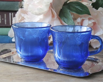 Forte Crisa Cobalt Glass Cups Set of 2 Made in Mexico Ca. 1950's