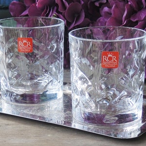 Pair of Libbey Crisa Drinking Glasses Tumbler Clear Thick Heavy Diamond  Pattern Lowball Old Fashioned Rocks Glasses Retro Barware 