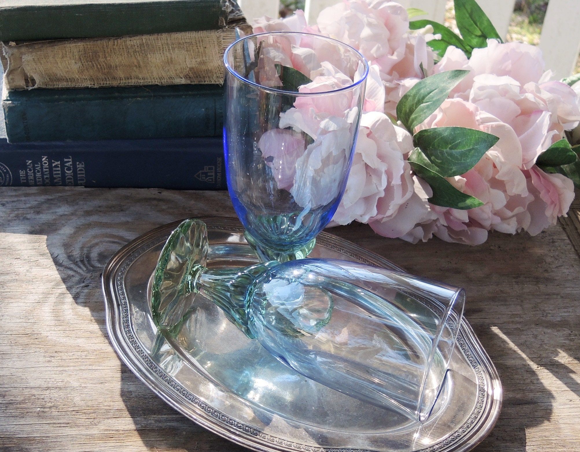 Bormioli Rocco Bahia Footed Ice Tea Glasses Set of 2 Vintage Etsy