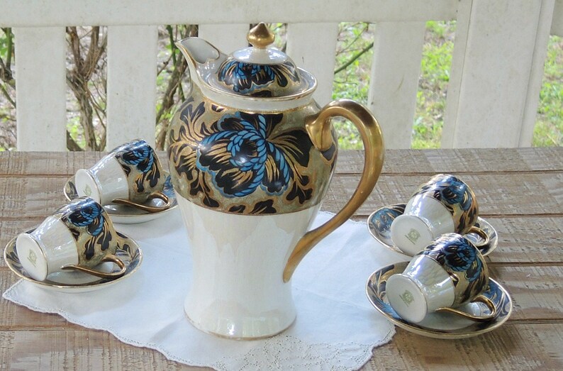 Antique Noritake Chocolate Pot Set With 4 Demitasse Cups and Etsy