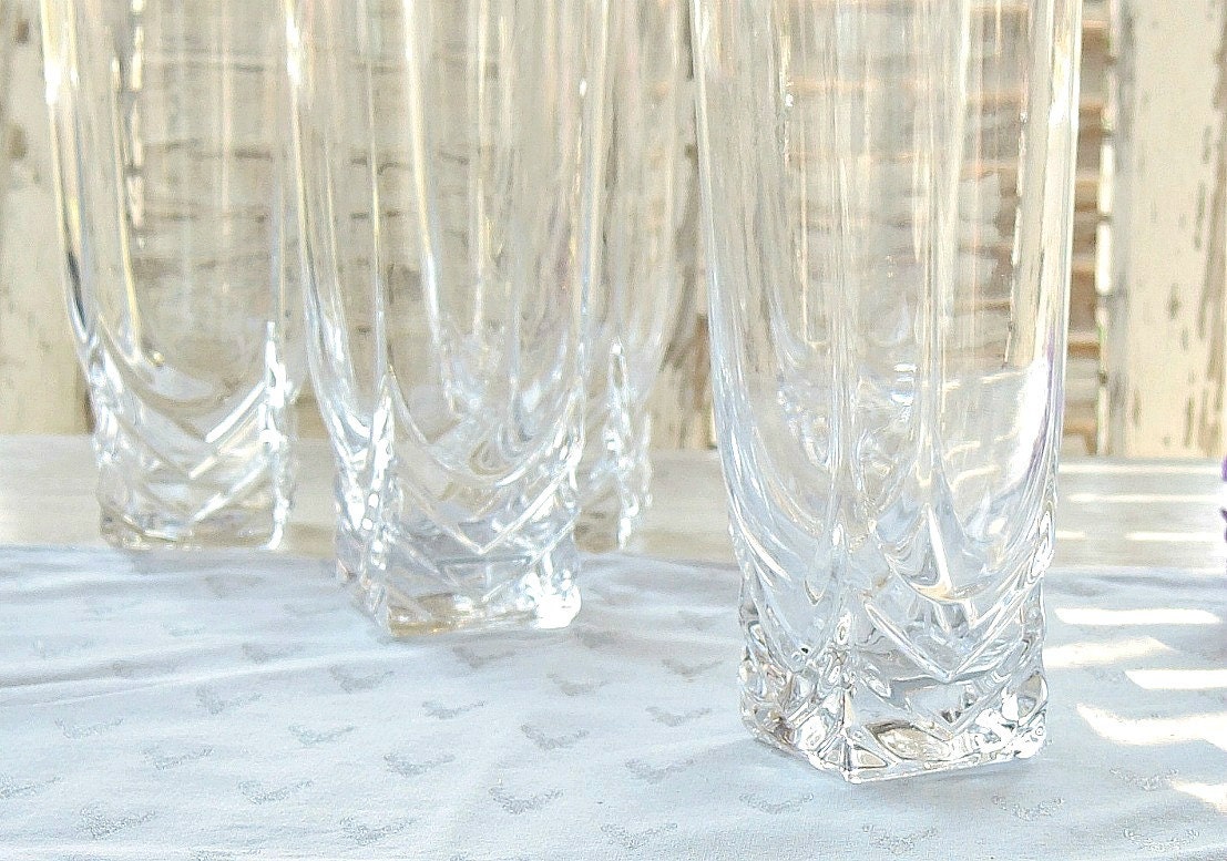 Vintage Clear Glass Ice Tea Glasses Set of 5 Vintage Modern Etsy