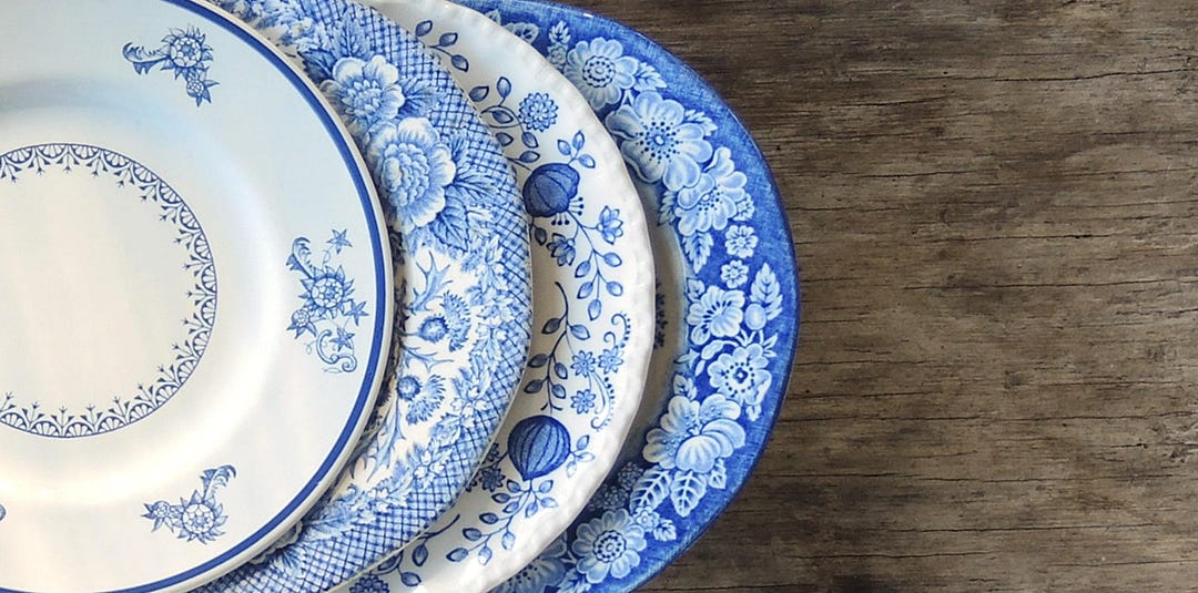 Mismatched Blue and White Bread Dessert Plates Set of 4 - Etsy