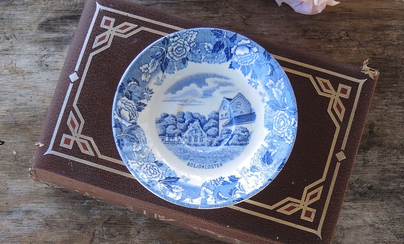 Skane Porcelain Blue and White Teacup Set Made in Sweden image 7
