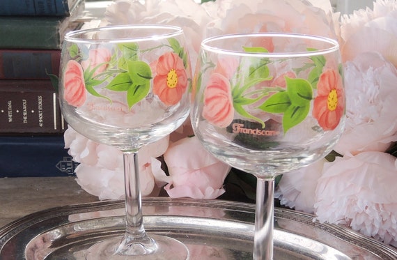 Vintage Franciscan Desert Rose Wine Glasses Set of 2 Made in