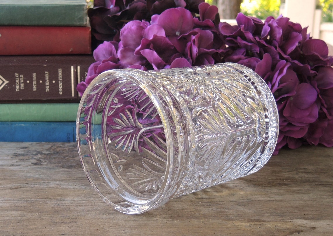 Lead Crystal Biscuit Jar Pineapple Cut Pattern Crystal Lidded Etsy