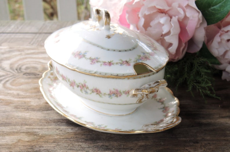 Haviland Limoges Covered Gravy Boat With Attached Underplate Etsy