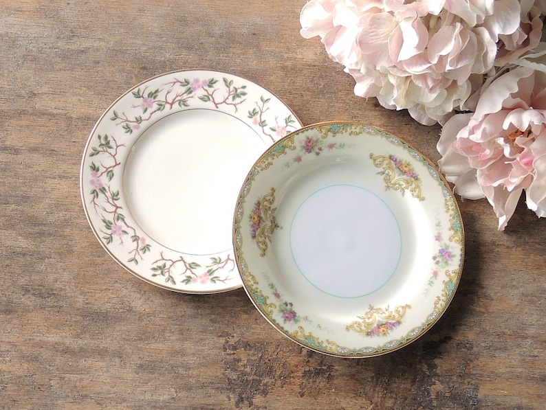 Mismatched Vintage Bread and Butter Plates Set of 4 Dessert Plates Bridesmaid Luncheon Tea Party Plates