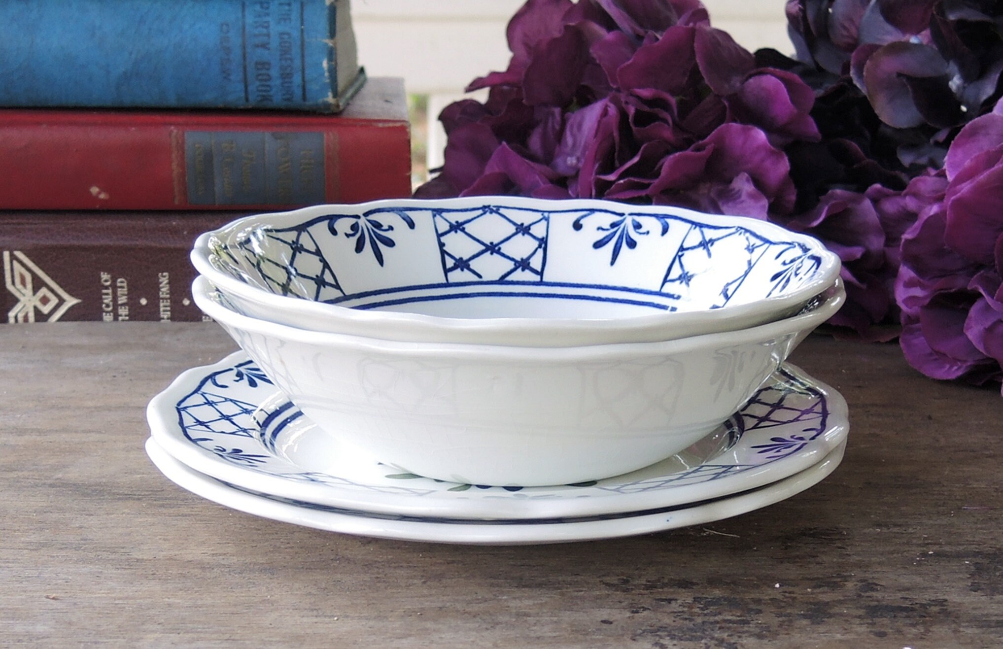 Home & Living 19811985 Set of 2 Johnson Brothers Provincial Cereal Bowls with Underplates Coupe