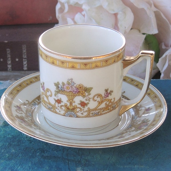 Epaig Moresque Demitasse Cup and Saucer, Made in Czechoslovakia Small Teacup Set