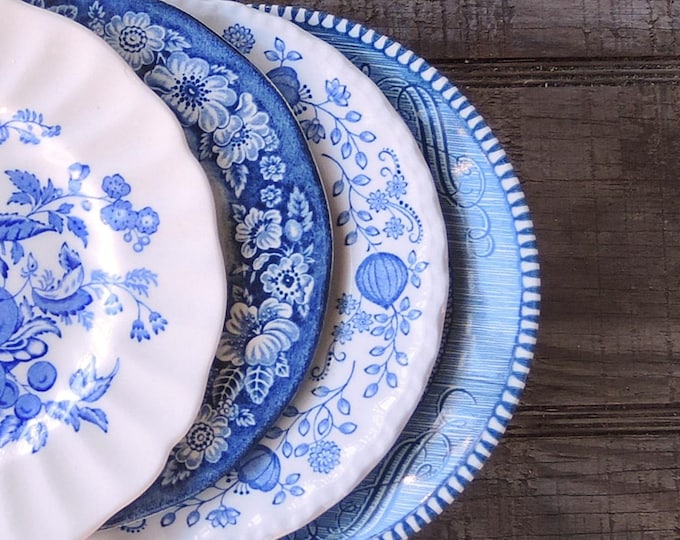 Mismatched Blue and White Bread Dessert Plates Set of 4 - Etsy