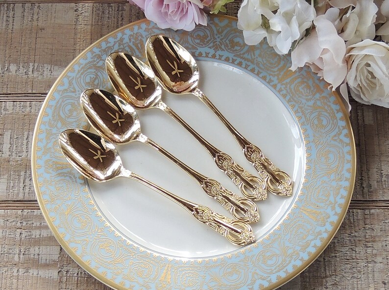 H.F. Ltd. Princeton Gold Soup Spoons Set of 4 Matching Spoons Etsy